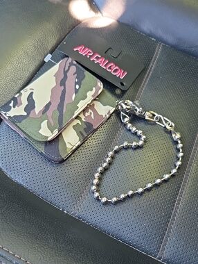 Camo Card Wallet with Chain - Green Camouflage